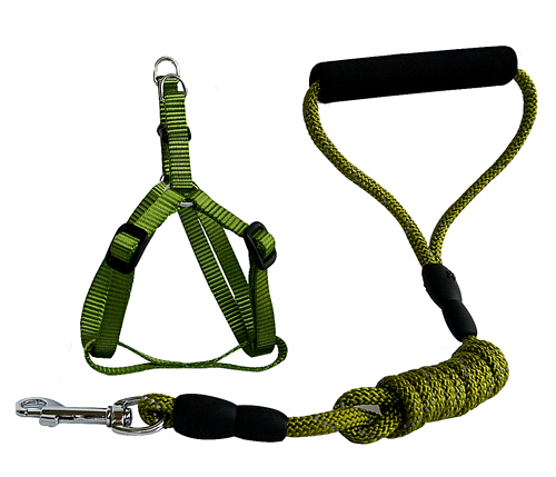 yabeibi Nylon 2 reflective lines leash(with hand grab, harness)